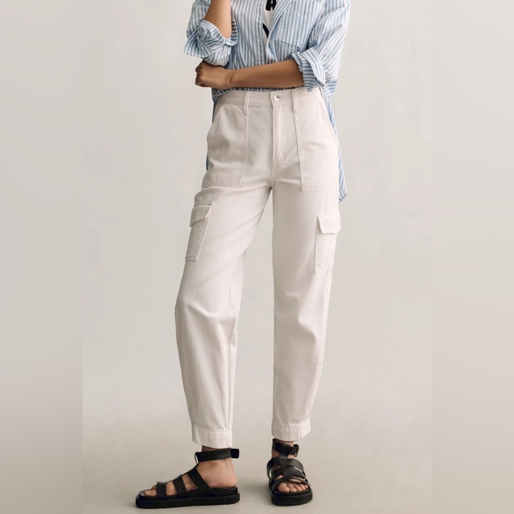 Pistola Josephine High Rise Tapered Cargo Pants - White